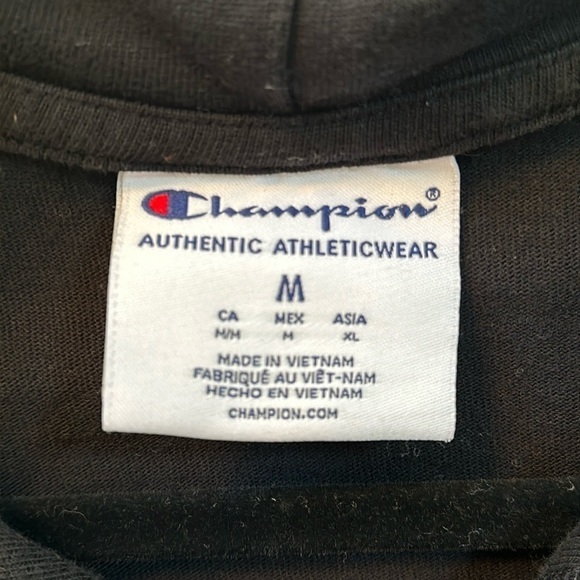 Champion Unisex Hoodie Black Size Medium GUC - Picture 3 of 8